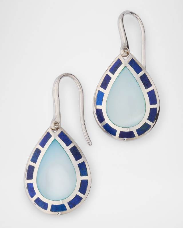 Lapis and Blue MOP Teardrop Dangle Earrings in Sterling Silver